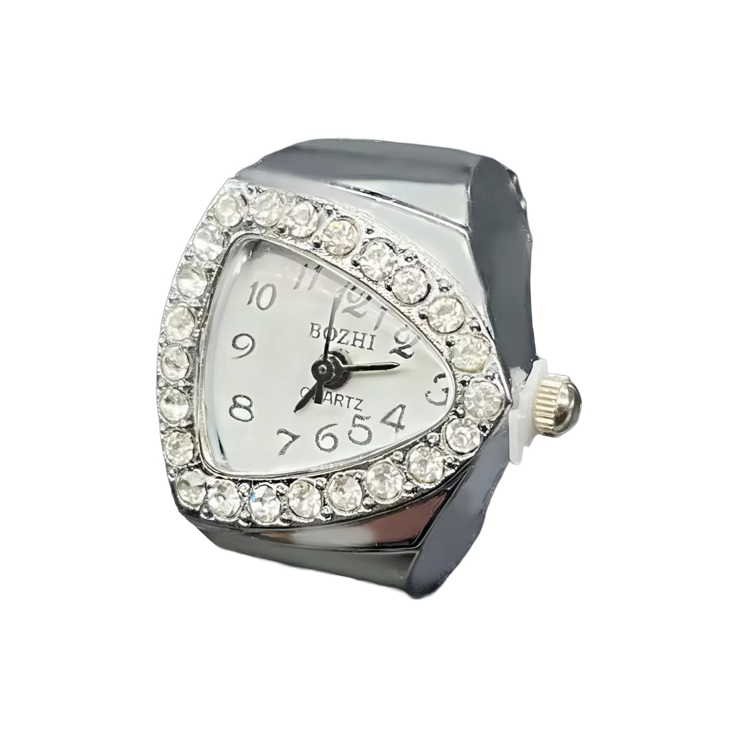 Silver Crystal Ring | White