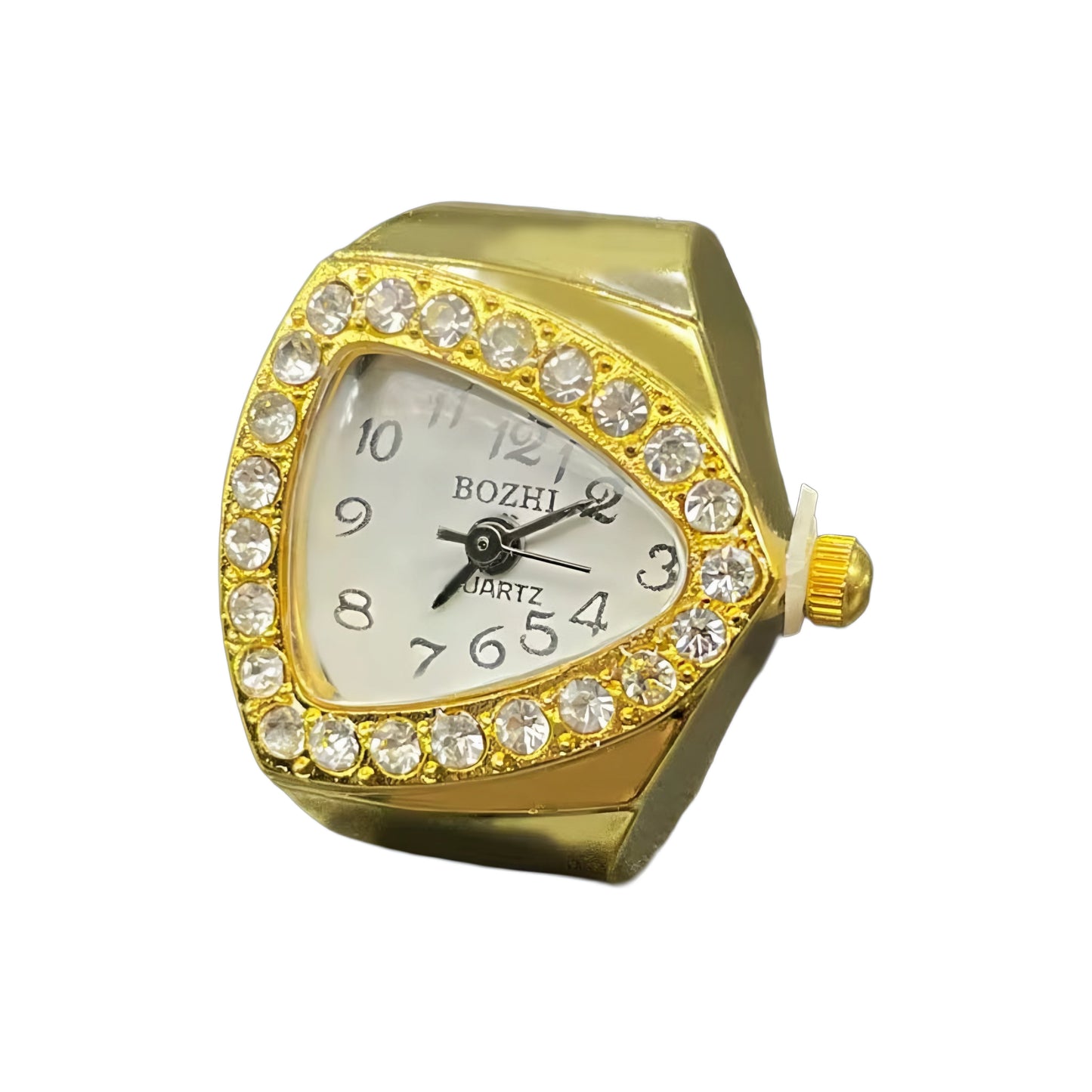 Gold Crystal Ring | White