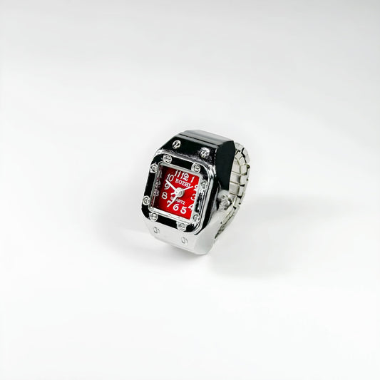 Silver Square ring | Red