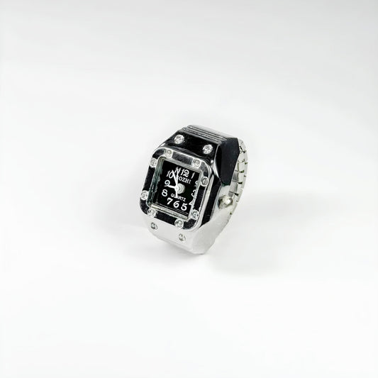 Silver Square ring | Black