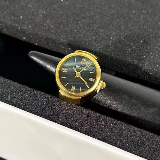 Gold Roman Chrono Ring | Black