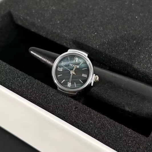 Silver Roman Chrono Ring | Black