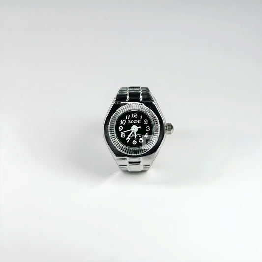 Silver Chrono Ring | Black