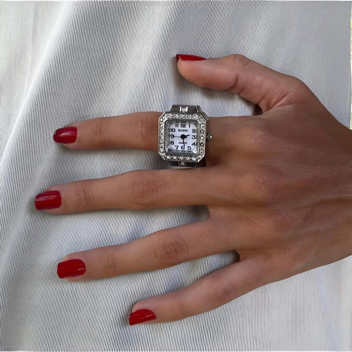 Silver Gomia Squared Ring | White