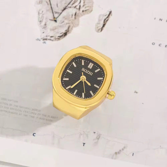 Gold Barrel Ring | Black