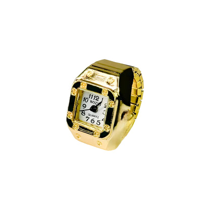 Gold Square Ring | White