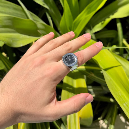 Silver Barrel Rings | Black