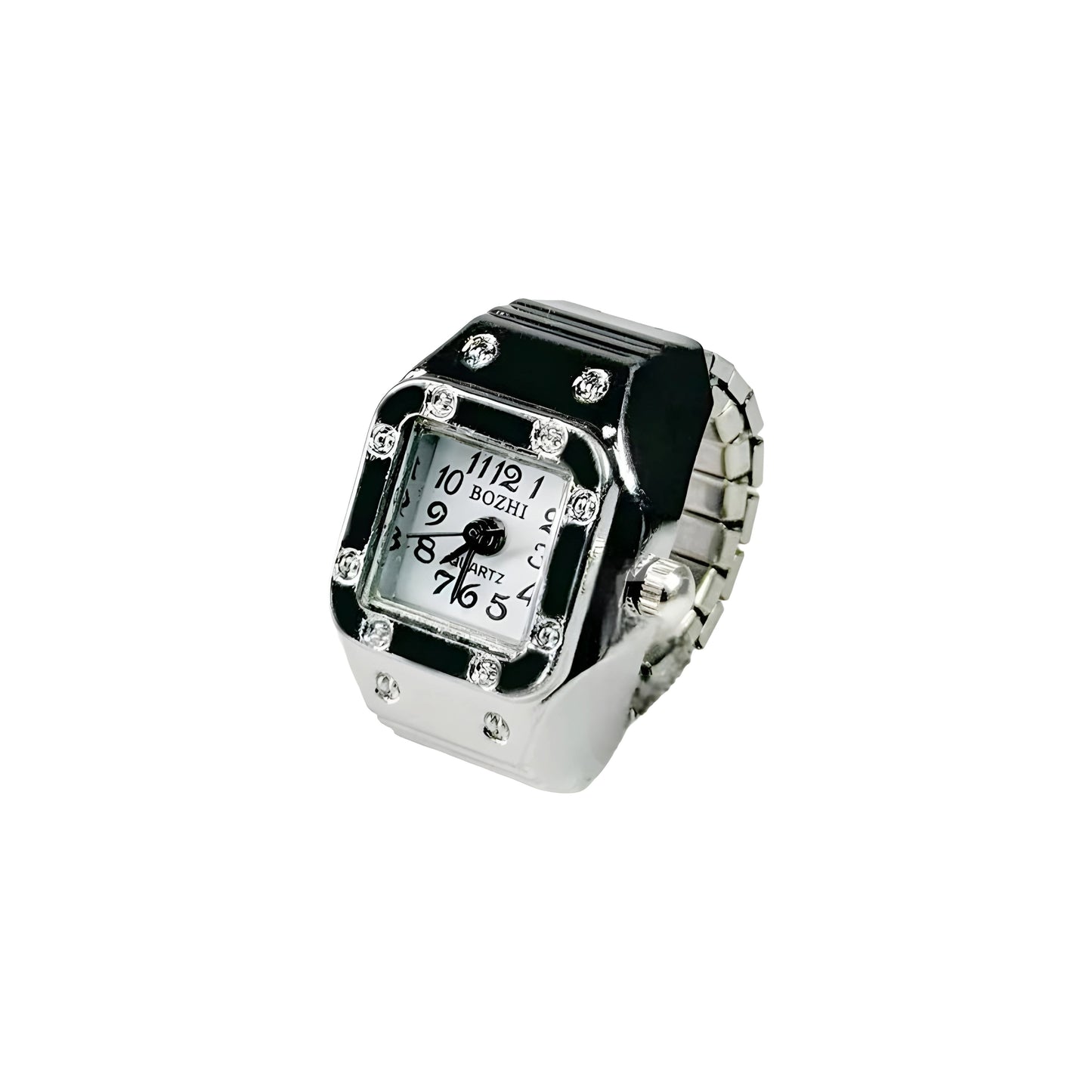 Silver Square ring | White