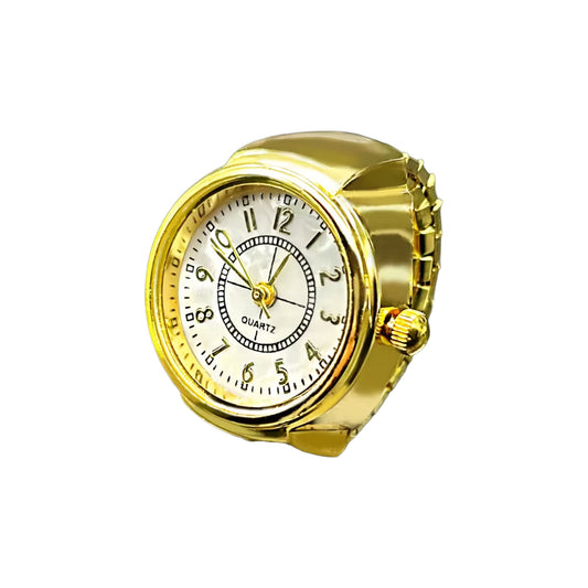 Gold Numbers Ring | White