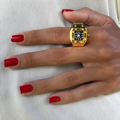 Gold Square Ring | Black